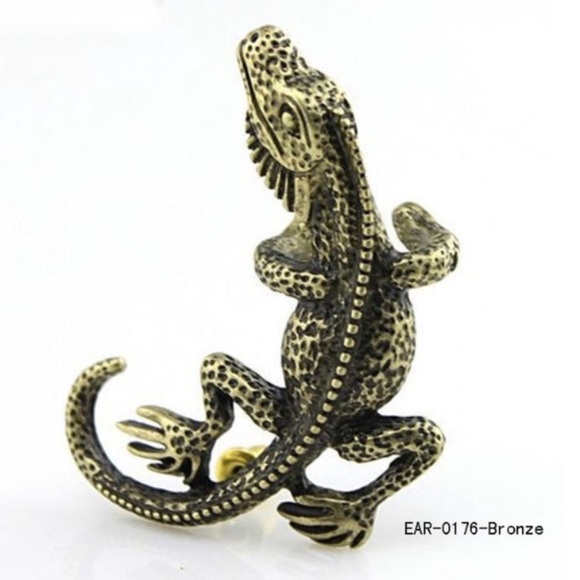 🦎 Awesome Single Lizard Iguana Chameleon Left Ear cuff 🦎 - Picture 4 of 12